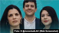 Presa política cubana Saily Navarro y los venezolanos, recientemente excarcelados, Jesús Armas y María Oropeza