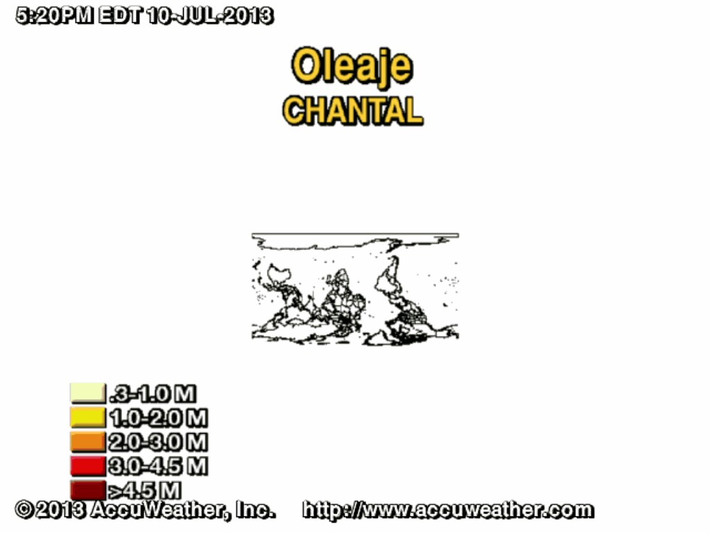 Tormenta Tropical Chantal Oleaje - 5:00 PM - 10 de Julio de 2013