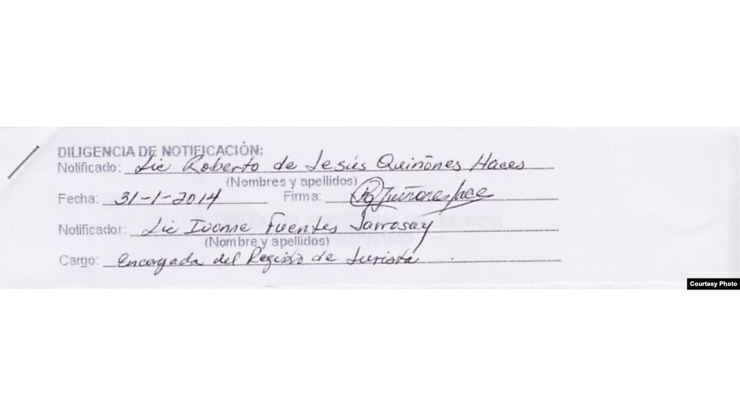 Notifican a abogado cubano 