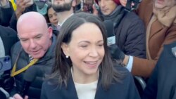 María Corina Machado en declaraciones a la prensa tras su salida del Capitolio de los Estados Unidos.