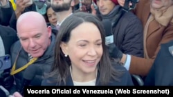 María Corina Machado en declaraciones a la prensa tras su salida del Capitolio de los Estados Unidos.