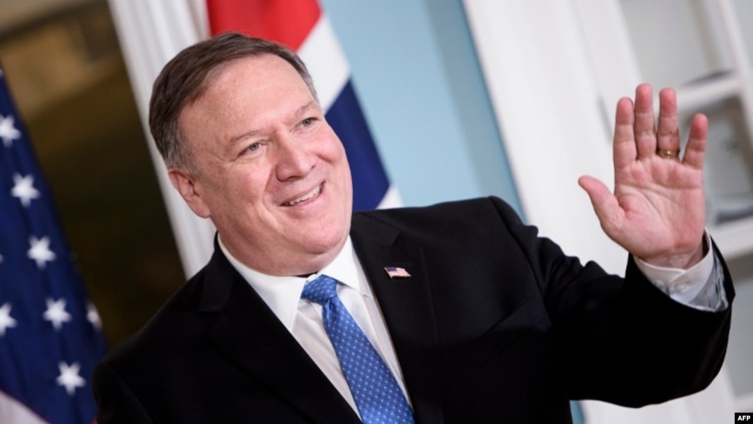 Secretario de Estado de estados Unidos, Mike Pompeo, después de una reunión en el departamento de Estado de la Casa Blanca.