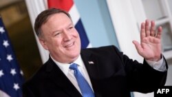 Secretario de Estado de estados Unidos, Mike Pompeo, después de una reunión en el departamento de Estado de la Casa Blanca.