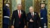 El presidente ruso Vladimir Putin recibió a Miguel Díaz-Canel en el Gran Palacio del Kremlin en Moscú, Rusia, el 9 de mayo de 2024. (Maxim Shemetov/Pool Photo vía AP)