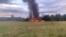 This photograph posted on a Wagner linked Telegram channel @grey_zone on August 23, 2023, shows a burning plane wreckage near the village of Kuzhenkino, Tver region.