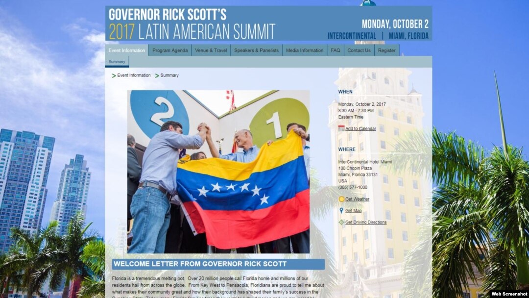 Cumbre Latinoamericana organizada por el gobernador de Florida Rick Scott. 