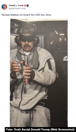 Donald Trump publica la primera foto de Nicolás Maduro tras su captura.
