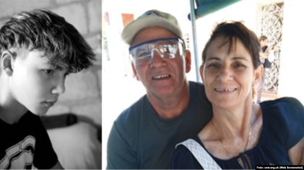 Jonathan Muir Burgos, el pastor Elier Muir Ávila y su esposa Minervina Burgos López.