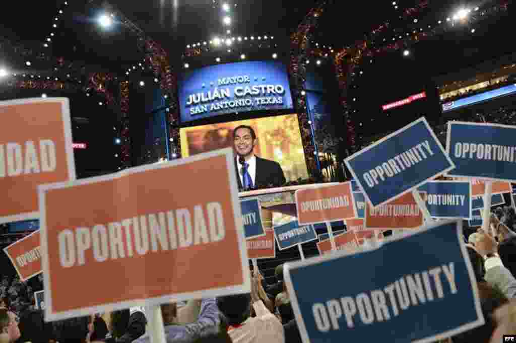 Convención del partido Demócrata en el Time Warner Cable Arena en Charlotte (EEUU)