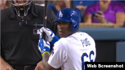 Yasiel Puig, jardinero derecho de los Dodgers.