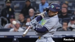 Víctor Mesa Jr. disparó el jonrón que decretó la eliminación de los Yankees por los Rays de Tampa Bay.