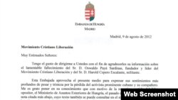 Carta embajada de Hungría