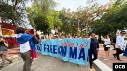 Cubanos marchan en Miami para conmemorar el quinto aniversario del 11J. 
