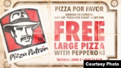 Publicidad de Pizza Patrón enfocada en la clientela hispana