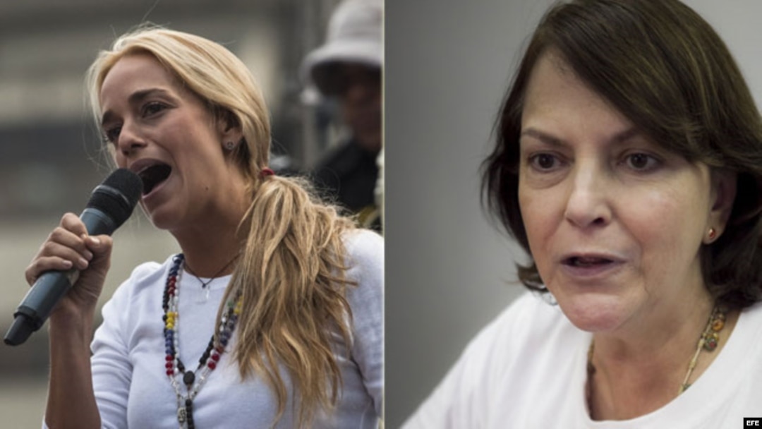 Lilian Tintori y Mitzy Capriles, esposas de los opositores Leopoldo López y Antonio Ledezma, respectivamente. Archivo. 