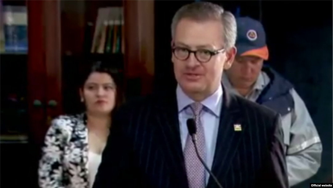 El canciller de Costa Rica, Manuel González, en conferencia de prensa. 5 de febrero.