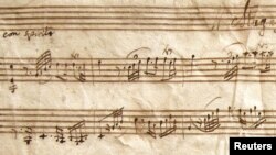 La partitura de "The Magnificat" manuscrito de Wolfgang Amadeus Mozart.