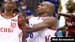 Tres de los baloncetistas cubanos que desertaron en Puerto Rico, 2012.