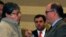El canciller de Colombia Carlos Holmes Trujillo (I) habla con el enviado de Juan Gauidó, Julio Borges, en Bogotá, el 27 de abril de 2019. © AFP Juan BARRETO