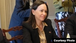 María Corina Machado en una reunión con congresistas de EEUU, en Washington D.C, el 20 de enero de 2026.