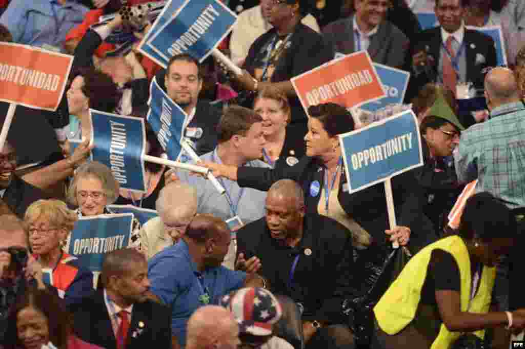 Convención del partido Demócrata en el Time Warner Cable Arena en Charlotte (EEUU)