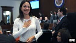 La diputada opositora venezolana Maria Corina Machado asiste hoy, viernes 21 de marzo de 2014, a la sesión ordinaria del Consejo Permanente de la Organización de Estados Americanos (OEA) en Washington, DC.