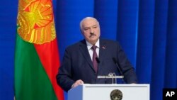 El dictador de Bielorrusia, Aleksandr Lukashenko, el 31 de marzo de 2023, en Minsk, la capital. (Servicio de Prensa de la Presidencia de Bielorrusia vía AP).