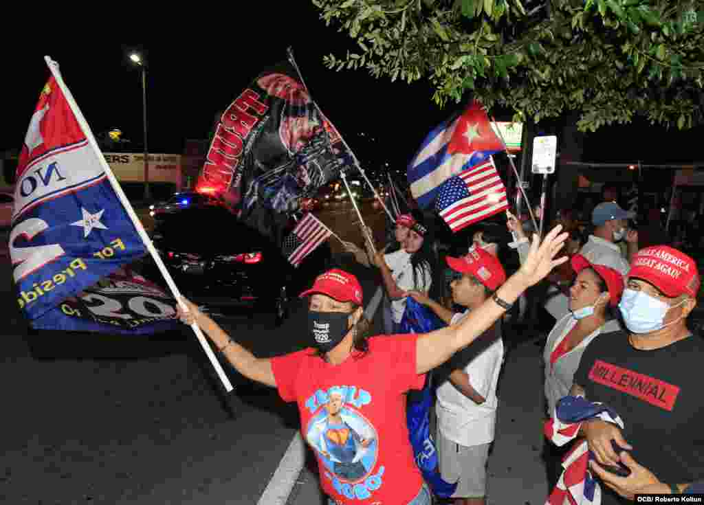 Cubanos se manifiestan dando la victoria a la reelecci&#243;n de Donald Trump.