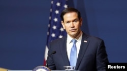 Secretario de Estado de EEUU Marco Rubio durante la reunión de ministros de Relaciones Exteriores del G20 en Atlanta. 