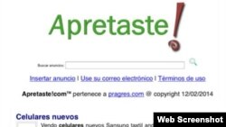 Apariencia de Apretaste.com al acceder mediante internet