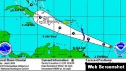 Cono de probabilidades tormenta Chantal