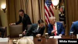 Foto Archivo. Trump y Rubio en una reunión del equipo presidencial.