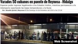 Cubanos varados en Puente Internacional Reynosa-Hidalgo, a la espera de poder cruzar a EEUU. (Captura de imagen/Hoy Tamaulipas)