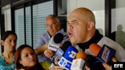 Secretario general de la Mesa de la Unidad Democrática (MUD), Jose 'Chuo' Torrealba, durante una rueda de prensa. 