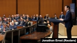 Secretario de Estado de EEUU, Marco Rubio, habla en una reunión sobre violencia política en el Departamento de Estado en Washington  el 16 de julio de 2026. Foto: REUTERS/Jonathan Ernst