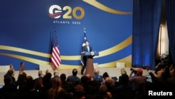Secretario de Estado de EEUU Marco Rubio durante la reunión de ministros de Relaciones Exteriores del G20 en Atlanta.