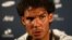El tenista español Rafael Nadal habla durante una conferencia de prensa acerca de su participación en el Rio Open de Tenis. 