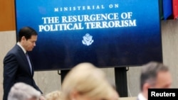 El secretario de Estado Marco Rubio en la Reunión ministerial sobre violencia política, en el Departamento de Estado, en Washington.