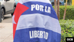 Exiliados durante una manifestación en Miami en apoyo a los presos políticos cubanos.