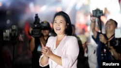 La candidata presidencial peruana Fujimori en el cierre de su campaña.