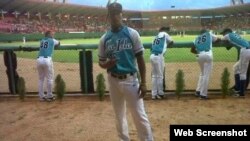 El exlanzador del equipo de la Isla de la Juventud Raysel Plutín.