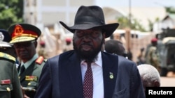 El presidente de Sudán del Sur, Salva Kiir, en el Aeropuerto Internacional de Juba, Sudán del Sur, el 3 de abril de 2025. REUTERS/Samir Bol/Foto de archivo