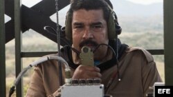 El presidente venezolano, Nicolás Maduro durante un ejercicio militar en el estado occidental Cojedes en la zona del Pao.