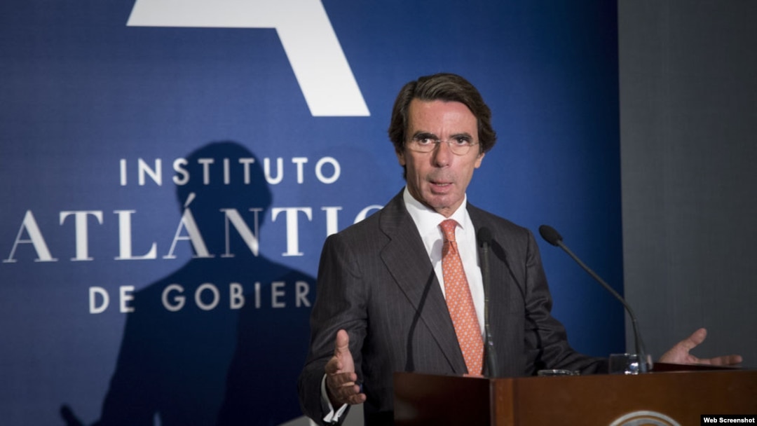 El ex presidente español José María Aznar pronuncia un discurso en el Instituto Atlántico de Gobierno. 