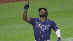 El pelotero cubano Randy Arozarena pego dos jonrones anoche en las mayores