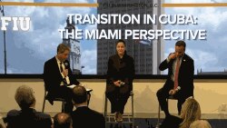 De izq. a der. Sebastian Arcos, Rosa María Payá y Jorge Plasencia en la conferencia "La transición en Cuba: la perspectiva de Miami”.