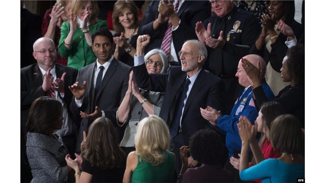Alan Gross fue invitado al Congreso para escuchar el Discurso de la Unión de Barak Obama. 