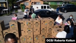 Entrega de alimentos en la iglesia Bautista de la ciudad de Sweetwater. (Imagen tomada por Roberto Koltún).