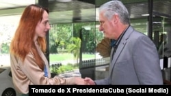 Alena Douhan, Relatora Especial sobre el impacto negativo de las medidas coercitivas unilaterales, fue recibida por Díaz Canel en mayo de 2023. 