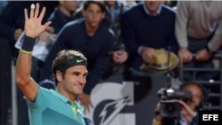 Federer celebra su triunfo.